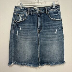 RISEN JEANS Blue Denim Pencil Skirt size Large